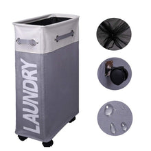 Load image into Gallery viewer, Rolling Corner Laundry Basket Slim Laundry Hamper with Mesh Cover Waterproof Clothes Toy Storage Bin Organizer hamper