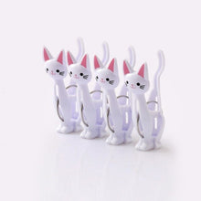 Load image into Gallery viewer, XZJJA 4Pcs Creative Cats Plastic Clothes Pegs Clothespins Cute Beach Towel Clips Bed Sheet Handdoek Socks Windproof Laundry Pins