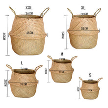 Load image into Gallery viewer, Seagrass Wickerwork Basket Rattan Hanging Flower Pot Dirty Laundry Hamper Storage Basket Dropshipping