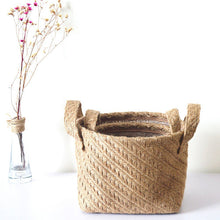 Load image into Gallery viewer, Braided Jute Cloth Flowerpot Storage Basket Cotton Linen Blended Desktop Storage Box Kids Toys Sundries Organizer Laundry Basket