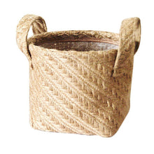 Load image into Gallery viewer, Braided Jute Cloth Flowerpot Storage Basket Cotton Linen Blended Desktop Storage Box Kids Toys Sundries Organizer Laundry Basket