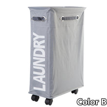 Load image into Gallery viewer, Rolling Corner Laundry Basket on Wheels Collapsible Slim Laundry Basket Hamper Dirty Clothes Washing Bag Organizer with Lid