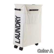 Load image into Gallery viewer, Rolling Corner Laundry Basket on Wheels Collapsible Slim Laundry Basket Hamper Dirty Clothes Washing Bag Organizer with Lid