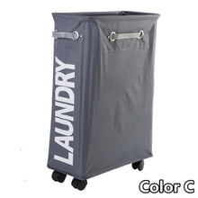 Load image into Gallery viewer, Rolling Corner Laundry Basket on Wheels Collapsible Slim Laundry Basket Hamper Dirty Clothes Washing Bag Organizer with Lid
